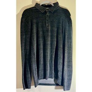 Marc Anthony Men’s Gray Long Sleeve Henley Polo Shirt Slim Fit Large